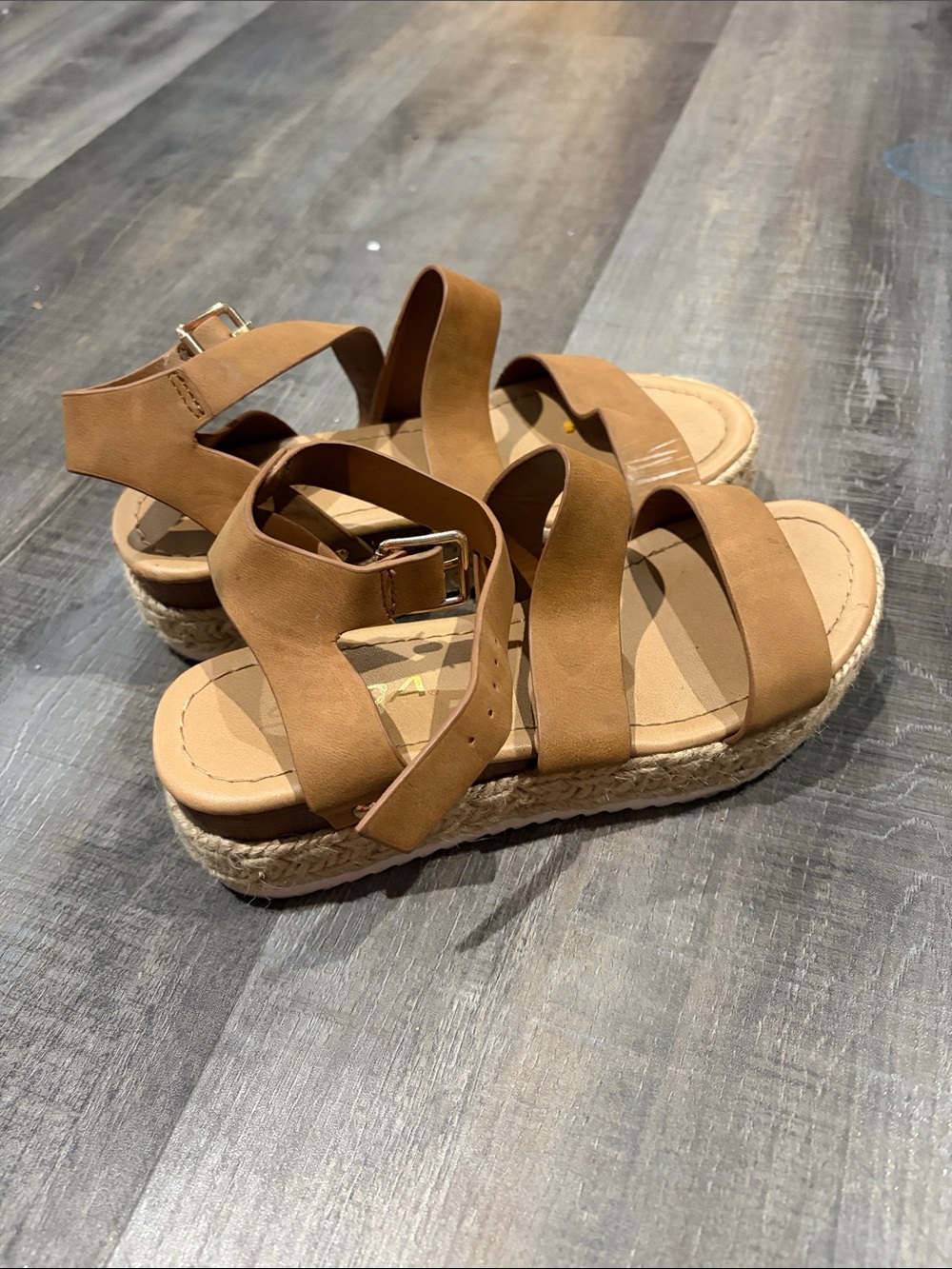 Soda Tan Crisscross Espadrille Platform Sandals